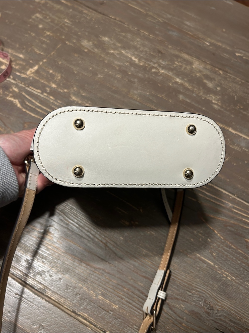 Dooney & Bourke Off-White Genuine Leather Crossbody with Tan Strap - Picture 4 of 15